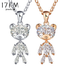 17KM Fashion Sweater Zircon Bear Pendant Necklace For Woman Crystal Gold Silver Color Animal Necklaces Statement Jewelry Gifts