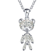 17KM Fashion Sweater Zircon Bear Pendant Necklace For Woman Crystal Gold Silver Color Animal Necklaces Statement Jewelry Gifts