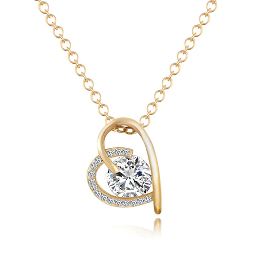 17KM Christmas Gift Heart Gold Color Choker Crystal Zircon Necklace Luxury Jewelry Necklaces For Women bijoux collares CS13