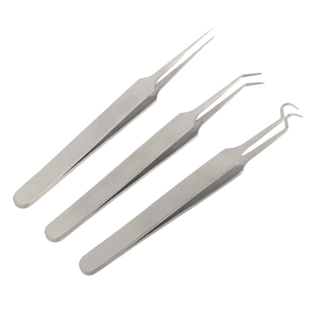 3 pcs/lot Practical Acne Needle Tweezers Blackhead Pimples Removal Pointed Bend Gib Head Face Care Tools Comedone Acne Extractor