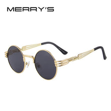 MERRY'S Women Steampunk Sunglasses Men Retro Round Sunglasses Metal Sun glasses Men Oculos De Sol UV400