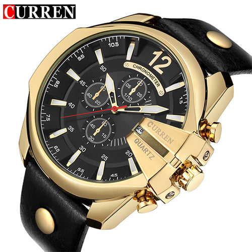 Men's Watches -CURREN Men's Sports Quartz Watch Men Top Brand Luxury Designer Watch Man Quartz Gold Clock male Fashion Relogio Masculino Date