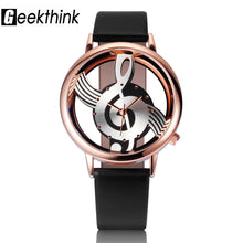 Women's Watches - Unique Woman Quartz Analog Hollow Musical Note Style leather WristWatch fashion ladies Gfit Casual watch female Relogio Feminino