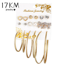 17KM Oversize Butterfly Earring Set For Women Punk Simulated Pearl Crystal Heart Stud Earrings Party Jewelry brincos 2017