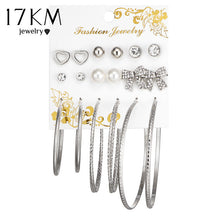 17KM Oversize Butterfly Earring Set For Women Punk Simulated Pearl Crystal Heart Stud Earrings Party Jewelry brincos 2017