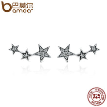 BAMOER Authentic 925 Sterling Silver Sparkling CZ Exquisite Stackable Star Stud Earrings for Women Fine Jewelry Gift SCE175