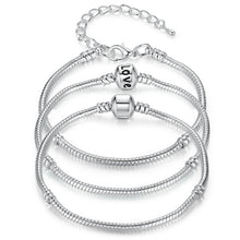 Bracelets for Women - BAMOER 5 Style Silver Color LOVE Snake Chain Bracelet & Bangle 16CM-21CM Pulseras Lobster PA1104
