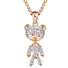 17KM Fashion Sweater Zircon Bear Pendant Necklace For Woman Crystal Gold Silver Color Animal Necklaces Statement Jewelry Gifts