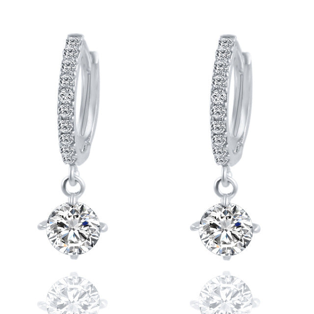 17KM Brincos Geometric Round Crystal Stud Earrings Fashion Gold Color Zircon Pendant Pendiente Earrings For Women Earring Charm