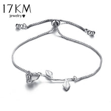 Bracelets for Women - 17KM Fashion Rose Flower Charm Bracelet For Women Girl Bracelet & Bangle Adjustable Pulseras Mujer Wedding Bridal Jewelry Gift