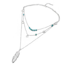 17KM New Fashion Multi Layer Leaf Chain Necklaces Jewelry for Women Bohemian Blue Stone Choker Chain Jewellery Gargantilha
