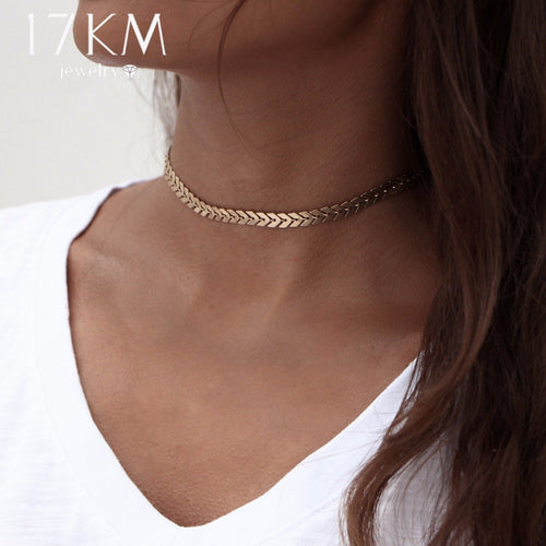 17KM Design Leaves Chain Sequins Choker Necklace Fashion Bohemian Jewelry For Woman Collar Statement Necklaces Party Jewelry