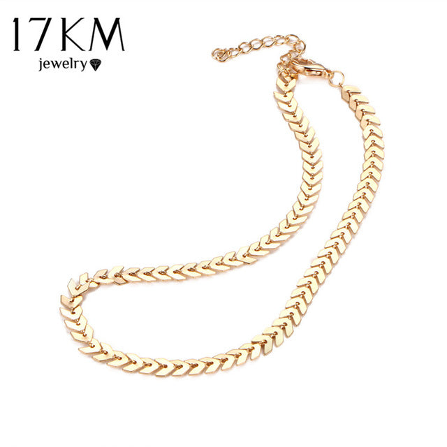 17KM Design Leaves Chain Sequins Choker Necklace Fashion Bohemian Jewelry For Woman Collar Statement Necklaces Party Jewelry