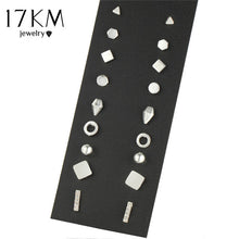 Stud Earrings Piercing Gold Color New Fashion Earring For Women Bijoux Jewelry 17KM 9 Pairs/set Brincos Geometric Crystal