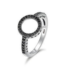 Rings for Women - Circle Round Finger Rings for Women BAMOER 2018 HOT SELL 100% Genuine 925 Sterling Silver Forever Clear Black CZ Jewelry SCR041