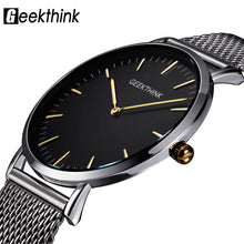 Men's Watches -GEEKTHINK Top Luxury Brand Quartz watch men Casual Japan quartz-watch stainless steel Mesh strap ultra thin clock male New
