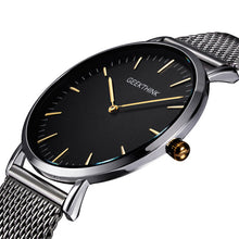 Men's Watches -GEEKTHINK Top Luxury Brand Quartz watch men Casual Japan quartz-watch stainless steel Mesh strap ultra thin clock male New