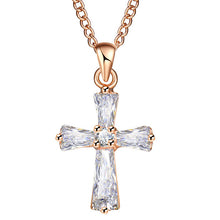 17KM Rose Gold Color Cross Pendant Necklaces For Woman Crystal Pendant Cubic Zirconia Long Necklace Bijoux Jewelry Wholesale