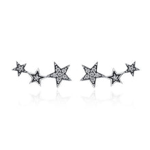 BAMOER Authentic 925 Sterling Silver Sparkling CZ Exquisite Stackable Star Stud Earrings for Women Fine Jewelry Gift SCE175