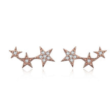 BAMOER Authentic 925 Sterling Silver Sparkling CZ Exquisite Stackable Star Stud Earrings for Women Fine Jewelry Gift SCE175
