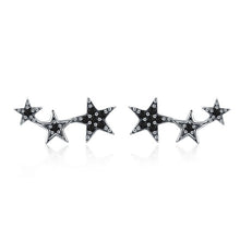 BAMOER Authentic 925 Sterling Silver Sparkling CZ Exquisite Stackable Star Stud Earrings for Women Fine Jewelry Gift SCE175