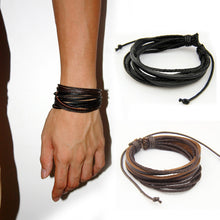 Bracelets for Women - HOT Leather Bracelets & Bangles for Men and Women Black and Brown Braided Rope Fashion Man Jewelry 2pcs PI0246