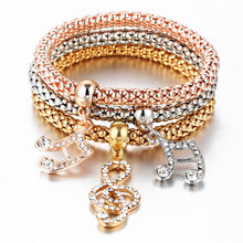 Bracelets for Women - 17KM Fashion Gold Color Crystal Skull Bracelet & Bangle 2018 New Charm Luxury Love Heart Women Bracelet Gift 3 PCS/Set