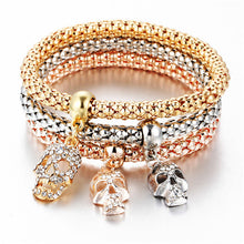 Bracelets for Women - 17KM Fashion Gold Color Crystal Skull Bracelet & Bangle 2018 New Charm Luxury Love Heart Women Bracelet Gift 3 PCS/Set