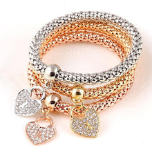 Bracelets for Women - 17KM Fashion Gold Color Crystal Skull Bracelet & Bangle 2018 New Charm Luxury Love Heart Women Bracelet Gift 3 PCS/Set