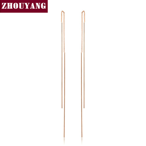 Top Quality Simple Ear Line Rose Gold Color Stud Earrings Jewelry Made with Genuine Austrian Crystal Wholesale ZYE789 ZYE790