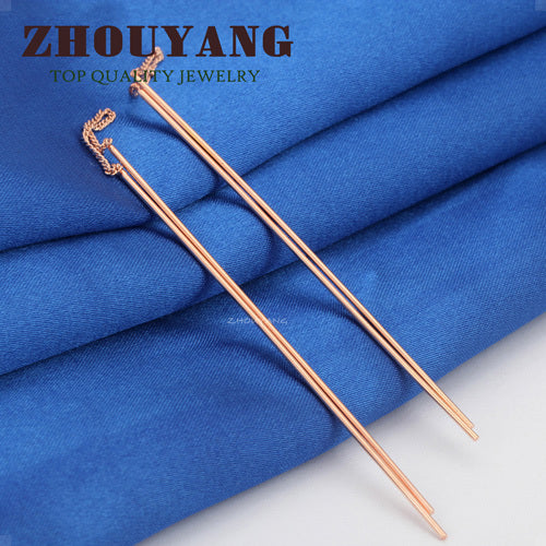 Top Quality Simple Ear Line Rose Gold Color Stud Earrings Jewelry Made with Genuine Austrian Crystal Wholesale ZYE789 ZYE790