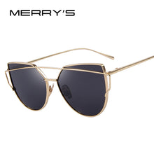 Women's Cat Eye Sunglasses - MERRY'S Fashion Women Cat Eye Sunglasses Classic Brand Designer Twin-Beams Sunglasses Coating Mirror Flat Panel Lens S'7882