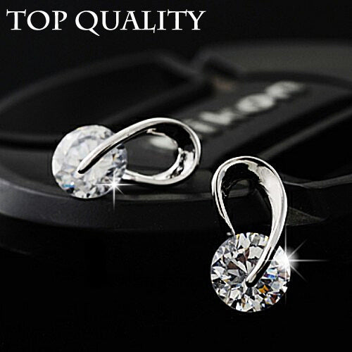 17KM Austria Crystal Wedding Stud Earrings pendientes mujer Silver Color Zircon Crystal Fashion Jewelry for Women brincos