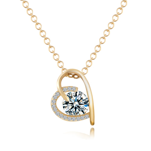 17KM Christmas Gift Heart Gold Color Choker Crystal Zircon Necklace Luxury Jewelry Necklaces For Women bijoux collares CS13